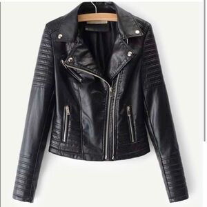 Topshop faux leather black biker jacket